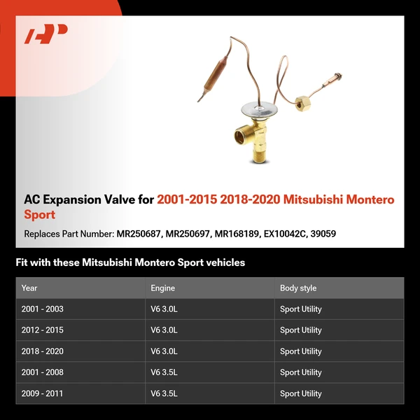AC Expansion Valve for 2001-2015 2018-2020 Mitsubishi Montero Sport