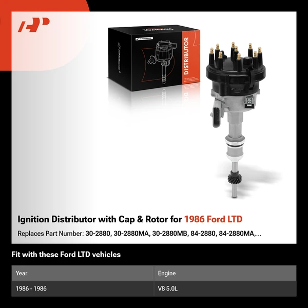 Ignition Distributor with Cap & Rotor for 1986 Ford LTD