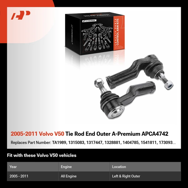 2005-2011 Volvo V50 Tie Rod End Outer A-Premium APCA4742