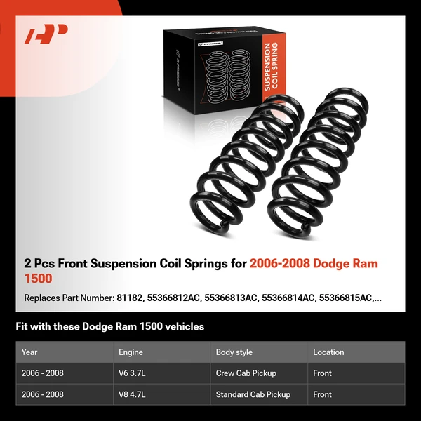 2 Pcs Front Suspension Coil Springs for 2006-2008 Dodge Ram 1500
