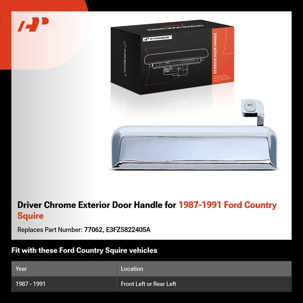 Driver Chrome Exterior Door Handle for 1987-1991 Ford Country Squire