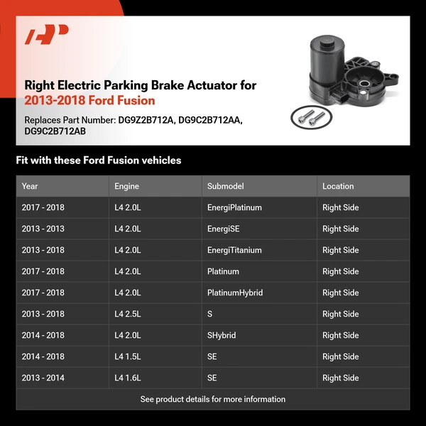 Right Electric Parking Brake Actuator for 2013-2018 Ford Fusion