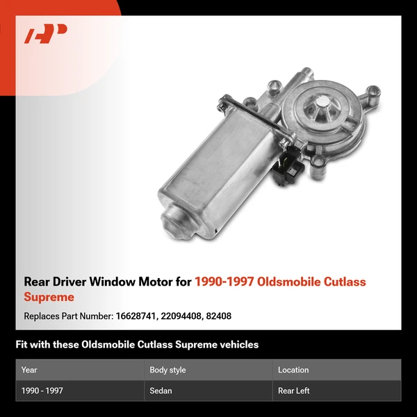 Rear Driver Window Motor for 1990-1997 Oldsmobile Cutlass Supreme