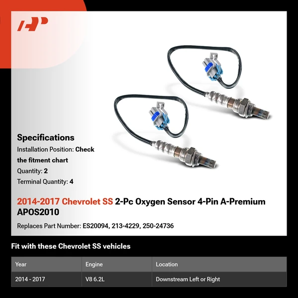 2014-2017 Chevrolet SS 2-Pc Oxygen Sensor 4-Pin A-Premium APOS2010