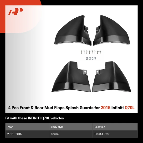 4 Pcs Front & Rear Mud Flaps Splash Guards for 2015 Infiniti Q70L