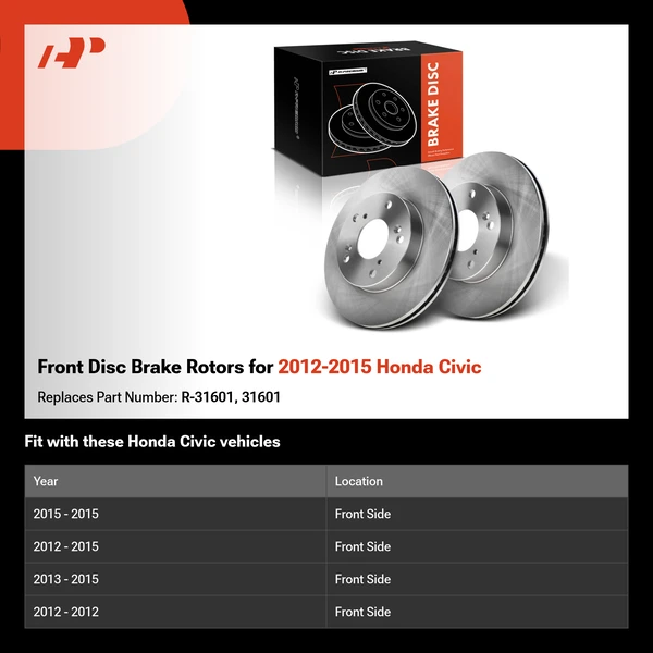 Front Disc Brake Rotors for 2012-2015 Honda Civic