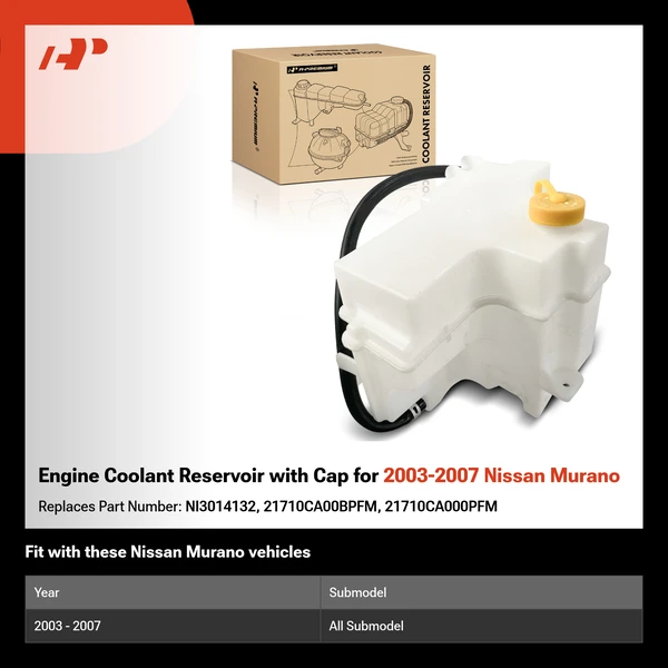 Engine Coolant Reservoir with Cap for 2003-2007 Nissan Murano