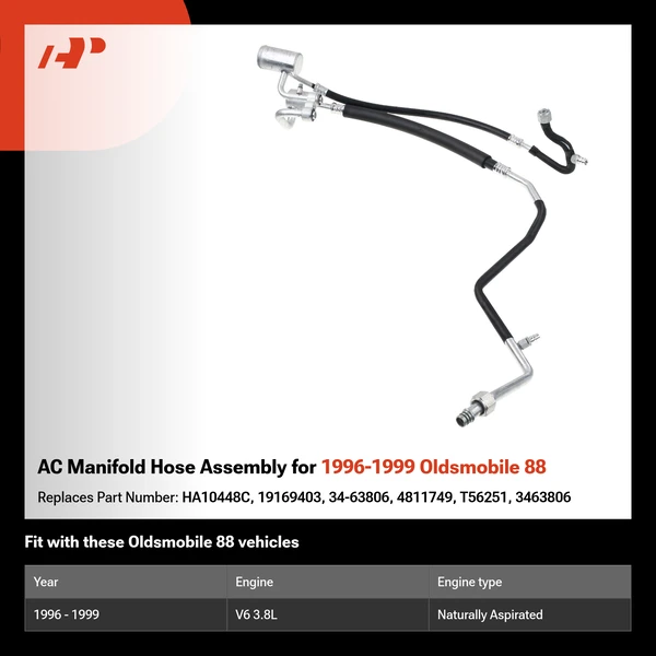 AC Manifold Hose Assembly for 1996-1999 Oldsmobile 88