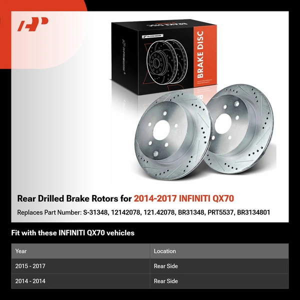 Rear Drilled Brake Rotors for 2014-2017 INFINITI QX70