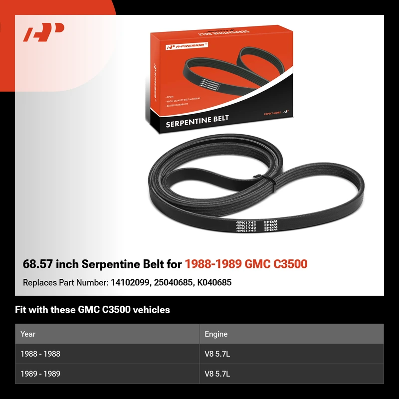 68.57 inch Serpentine Belt for 1988-1989 GMC C3500