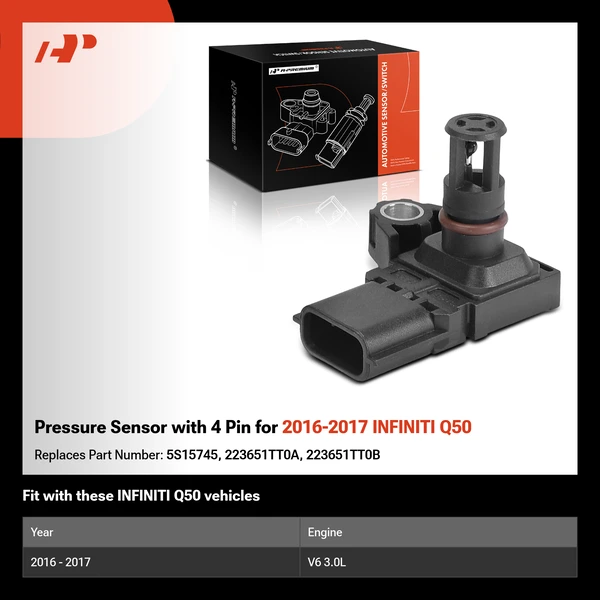 Pressure Sensor with 4 Pin for 2016-2017 INFINITI Q50