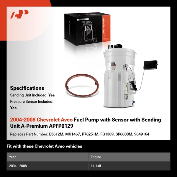 2004-2008 Chevrolet Aveo Fuel Pump with Sensor with Sending Unit A-Premium APFP0129