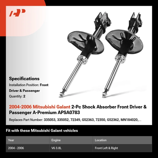 2004-2006 Mitsubishi Galant 2-Pc Shock Absorber Front Driver & Passenger A-Premium APSA0783