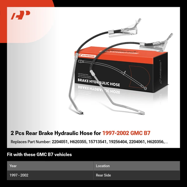 2 Pcs Rear Brake Hydraulic Hose for 1997-2002 GMC B7