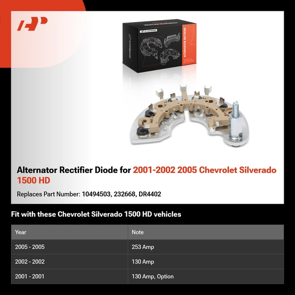 Alternator Rectifier Diode for 2001-2002 2005 Chevrolet Silverado 1500 HD