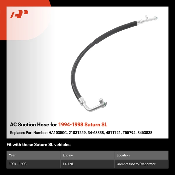 AC Suction Hose for 1994-1998 Saturn SL