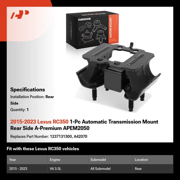 2015-2023 Lexus RC350 1-Pc Automatic Transmission Mount Rear Side A-Premium APEM2050