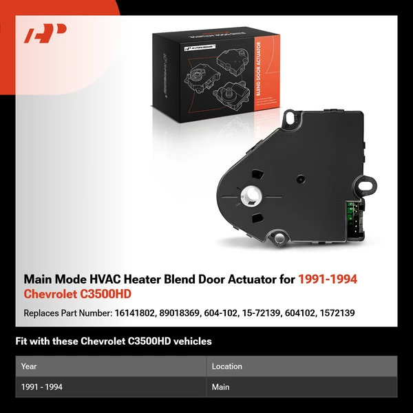 Main Mode HVAC Heater Blend Door Actuator for 1991-1994 Chevrolet C3500HD