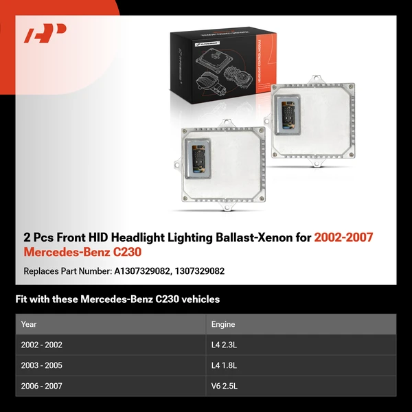 2 Pcs Front HID Headlight Lighting Ballast-Xenon for 2002-2007 Mercedes-Benz C230