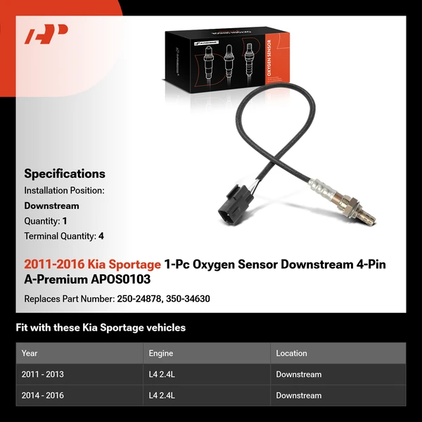 2011-2016 Kia Sportage 1-Pc Oxygen Sensor Downstream 4-Pin A-Premium APOS0103