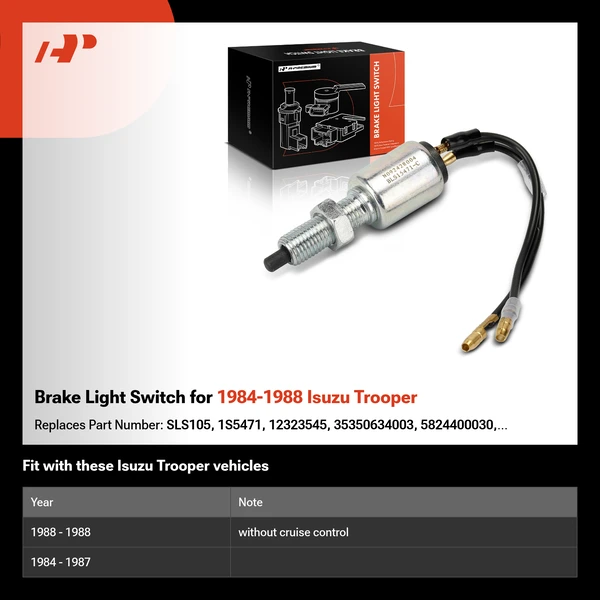 Brake Light Switch for 1984-1988 Isuzu Trooper