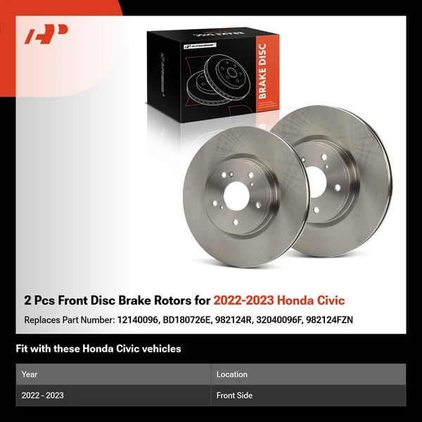 2 Pcs Front Disc Brake Rotors for 2022-2023 Honda Civic