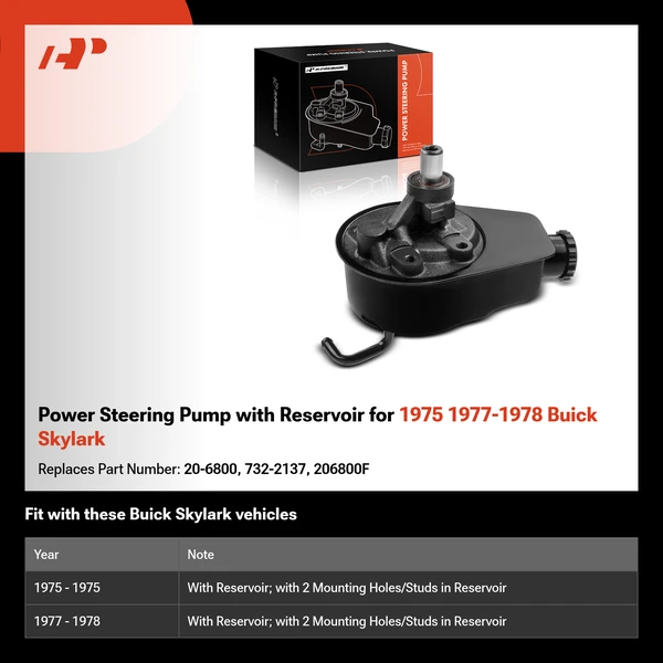 Power Steering Pump with Reservoir for 1975 1977-1978 Buick Skylark