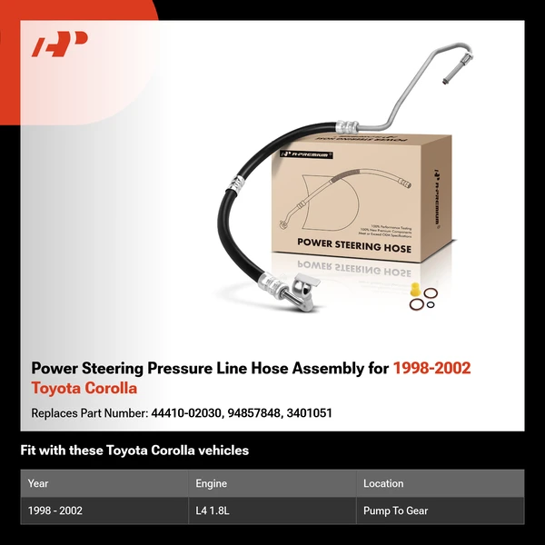 Power Steering Pressure Line Hose Assembly for 1998-2002 Toyota Corolla