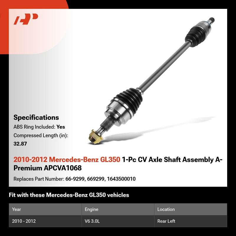 2010-2012 Mercedes-Benz GL350 1-Pc CV Axle Shaft Assembly A-Premium APCVA1068