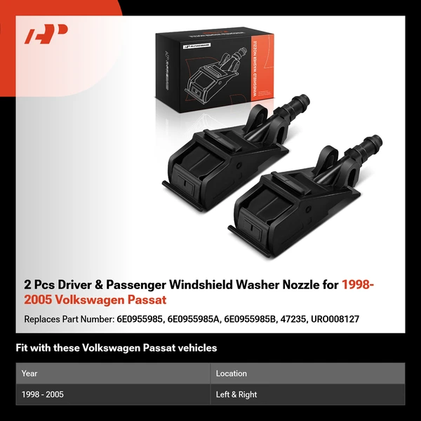 2 Pcs Driver & Passenger Windshield Washer Nozzle for 1998-2005 Volkswagen Passat