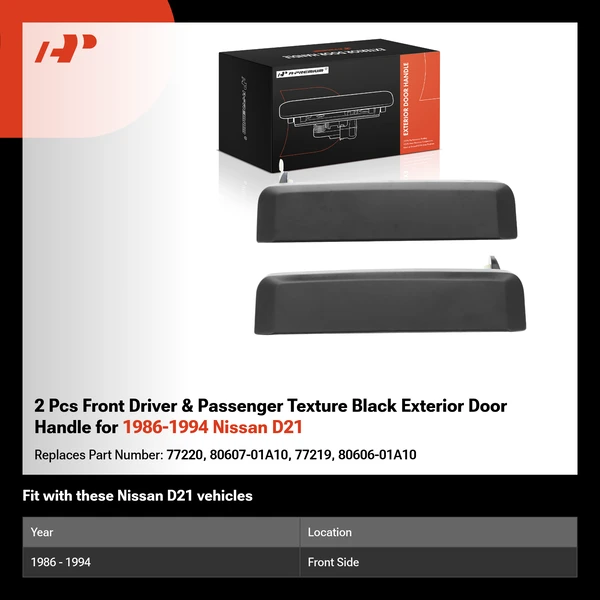 2 Pcs Front Driver & Passenger Texture Black Exterior Door Handle for 1986-1994 Nissan D21