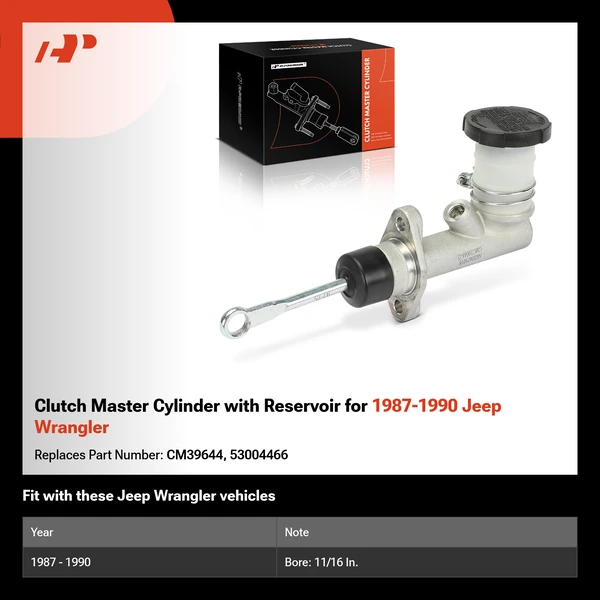 Clutch Master Cylinder with Reservoir for 1987-1990 Jeep Wrangler
