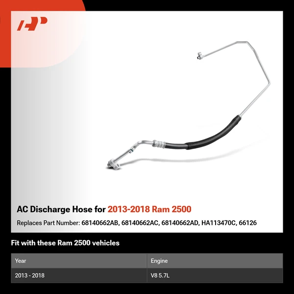 AC Discharge Hose for 2013-2018 Ram 2500