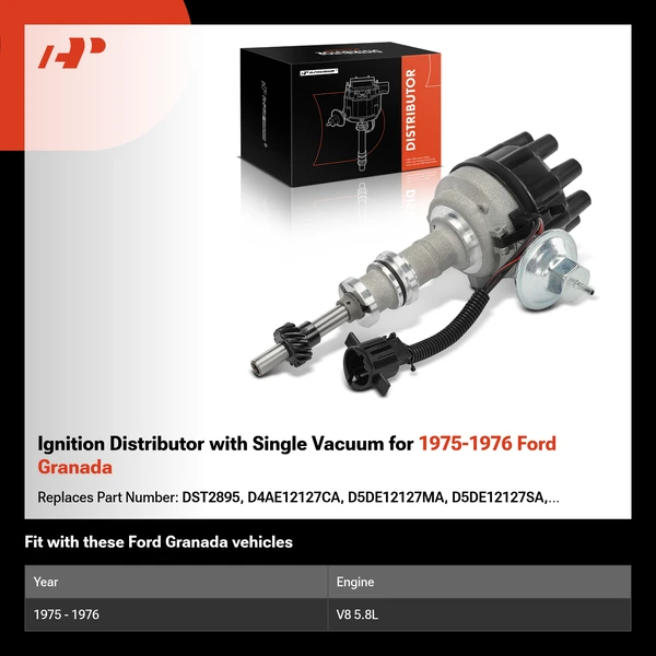 Ignition Distributor with Single Vacuum for 1975-1976 Ford Granada