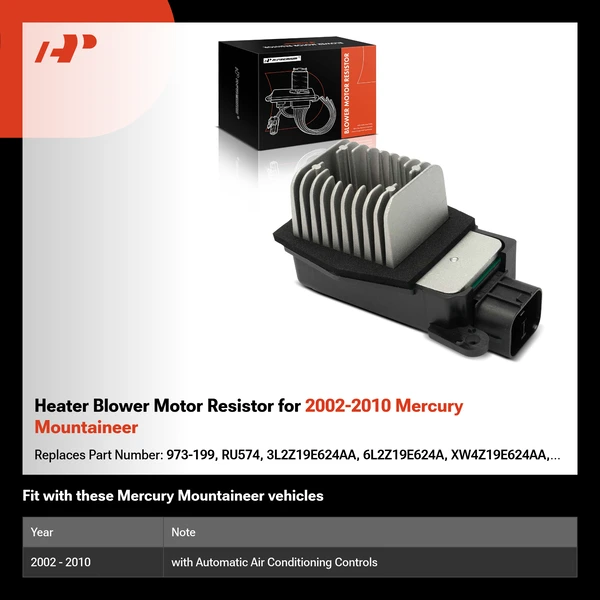Heater Blower Motor Resistor for 2002-2010 Mercury Mountaineer
