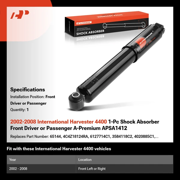 2002-2008 International Harvester 4400 1-Pc Shock Absorber Front Driver or Passenger A-Premium APSA1412