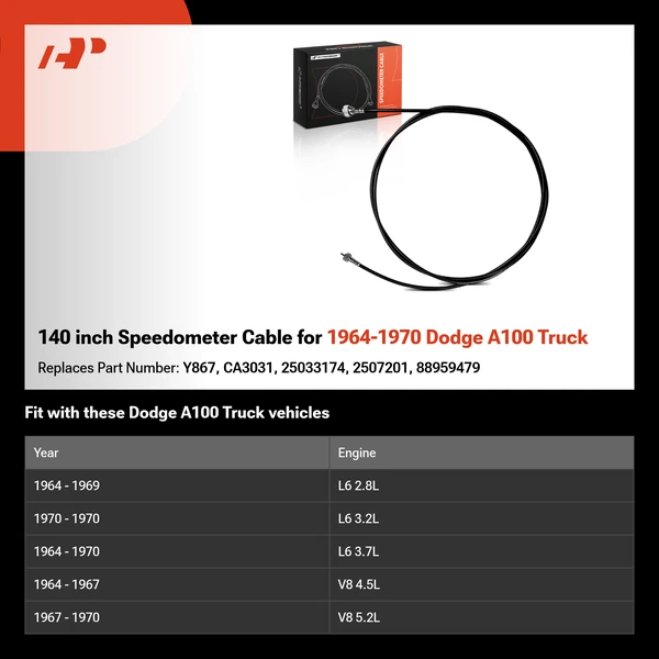 140 inch Speedometer Cable for 1964-1970 Dodge A100 Truck