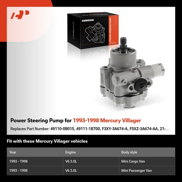Power Steering Pump for 1993-1998 Mercury Villager