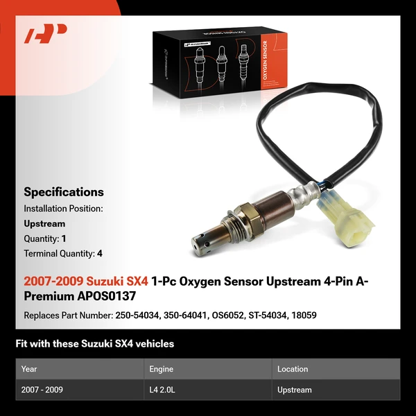 2007-2009 Suzuki SX4 1-Pc Oxygen Sensor Upstream 4-Pin A-Premium APOS0137