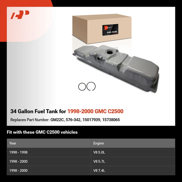 34 Gallon Fuel Tank for 1998-2000 GMC C2500
