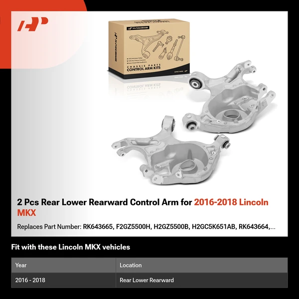 2 Pcs Rear Lower Rearward Control Arm for 2016-2018 Lincoln MKX