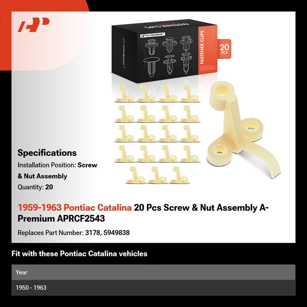 1959-1963 Pontiac Catalina 20 Pcs Screw & Nut Assembly A-Premium APRCF2543