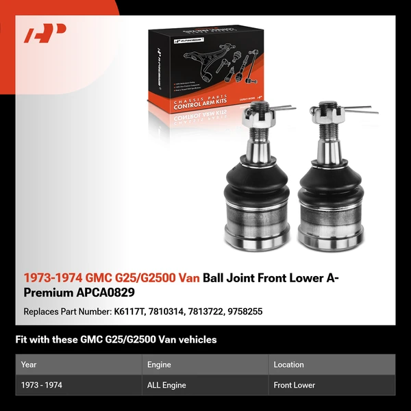 1973-1974 GMC G25/G2500 Van Ball Joint Front Lower A-Premium APCA0829