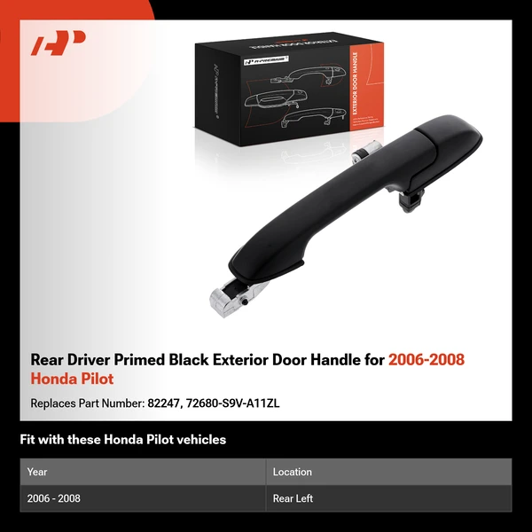 Rear Driver Primed Black Exterior Door Handle for 2006-2008 Honda Pilot