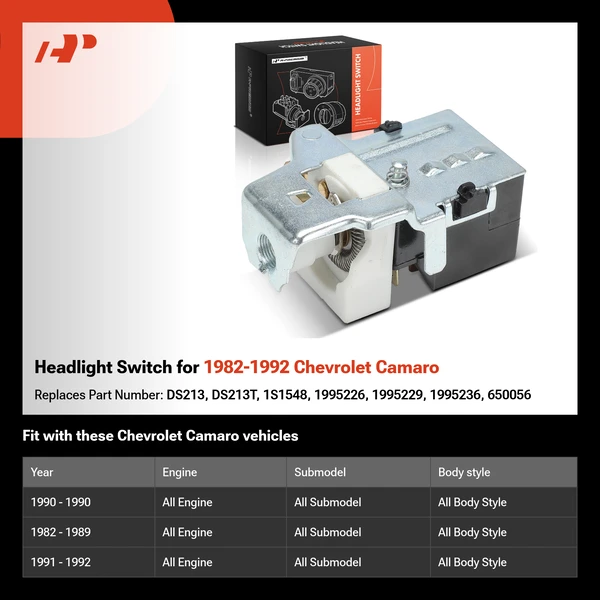 Headlight Switch for 1982-1992 Chevrolet Camaro