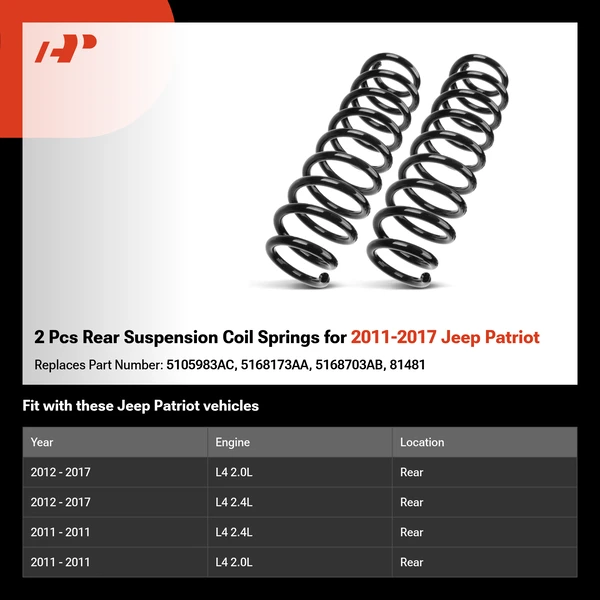 2 Pcs Rear Suspension Coil Springs for 2011-2017 Jeep Patriot