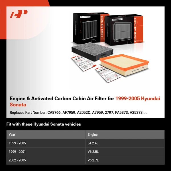 Engine & Activated Carbon Cabin Air Filter for 1999-2005 Hyundai Sonata