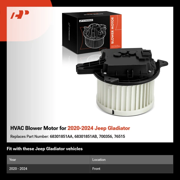 HVAC Blower Motor for 2020-2024 Jeep Gladiator