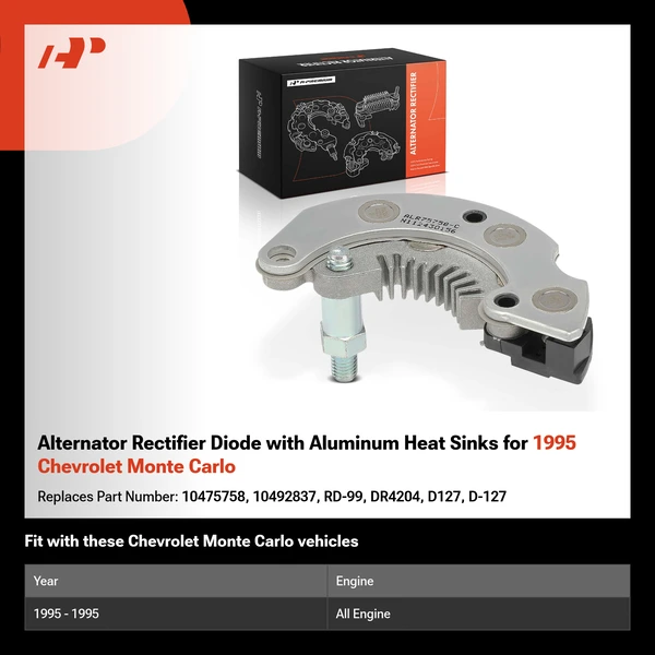 Alternator Rectifier Diode with Aluminum Heat Sinks for 1995 Chevrolet Monte Carlo