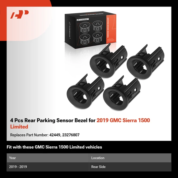 4 Pcs Rear Parking Sensor Bezel for 2019 GMC Sierra 1500 Limited